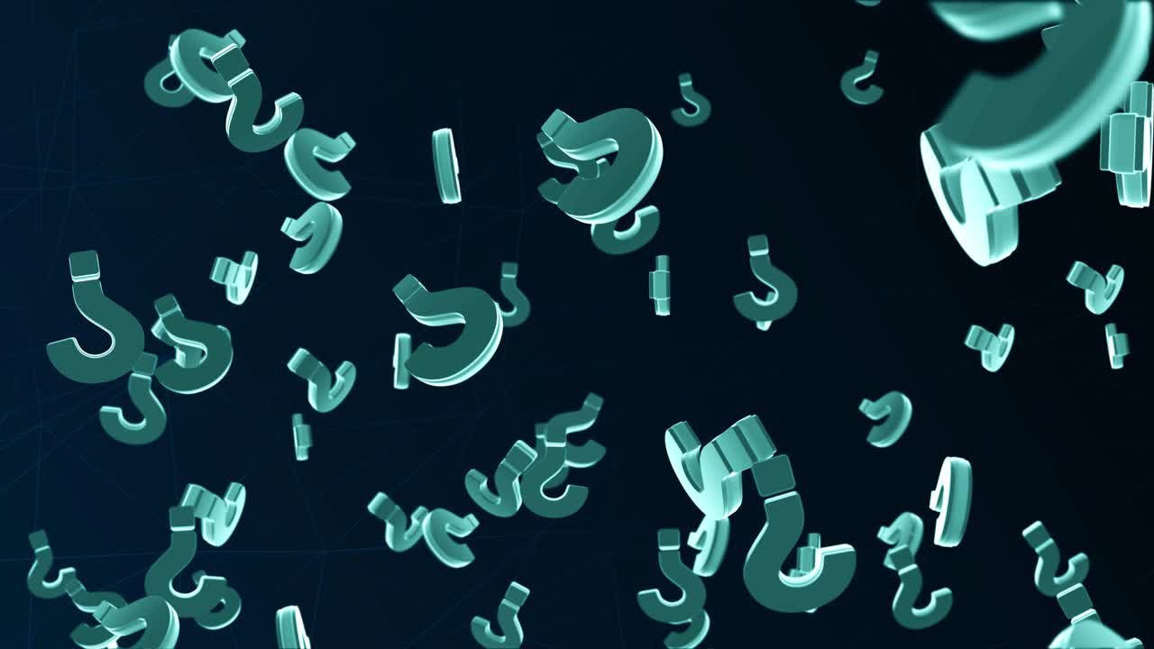Question Marks Dynamic Animation 4K Falling Loop Background.
