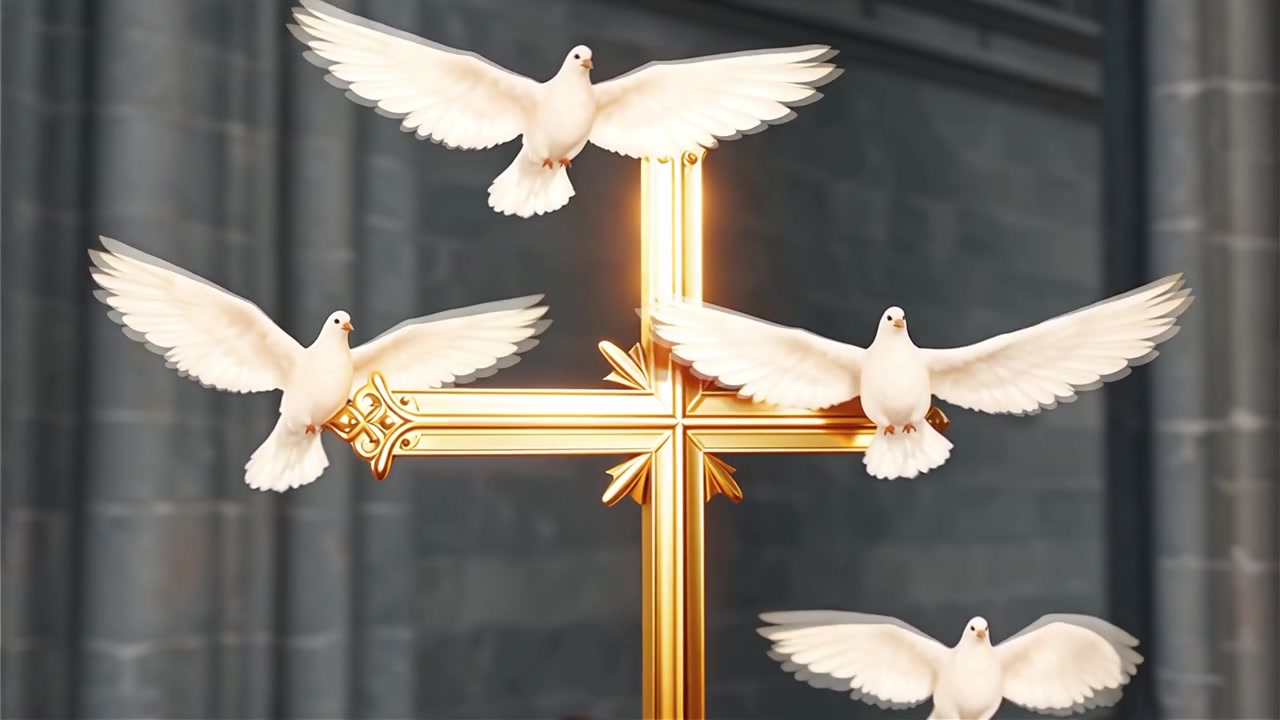 Croce Cristiana Luce Celestiale Sfondo per il Culto.