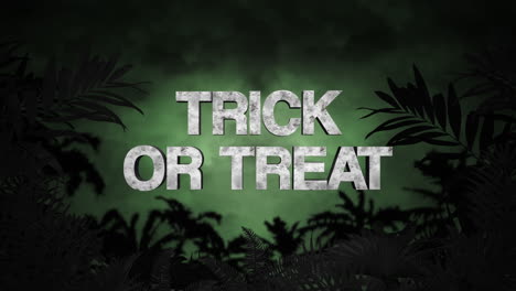 trick or treat with palms tree in jungle in dark night