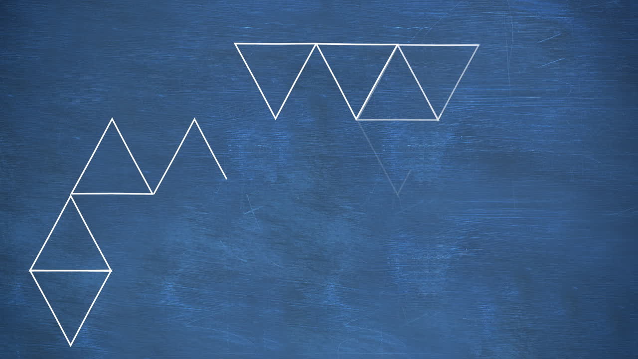 삼각형의 애니메이션과 파란색 배경의 데이터 처리