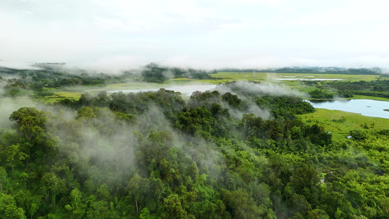clouds cover the dense tropical forests of Vietnam