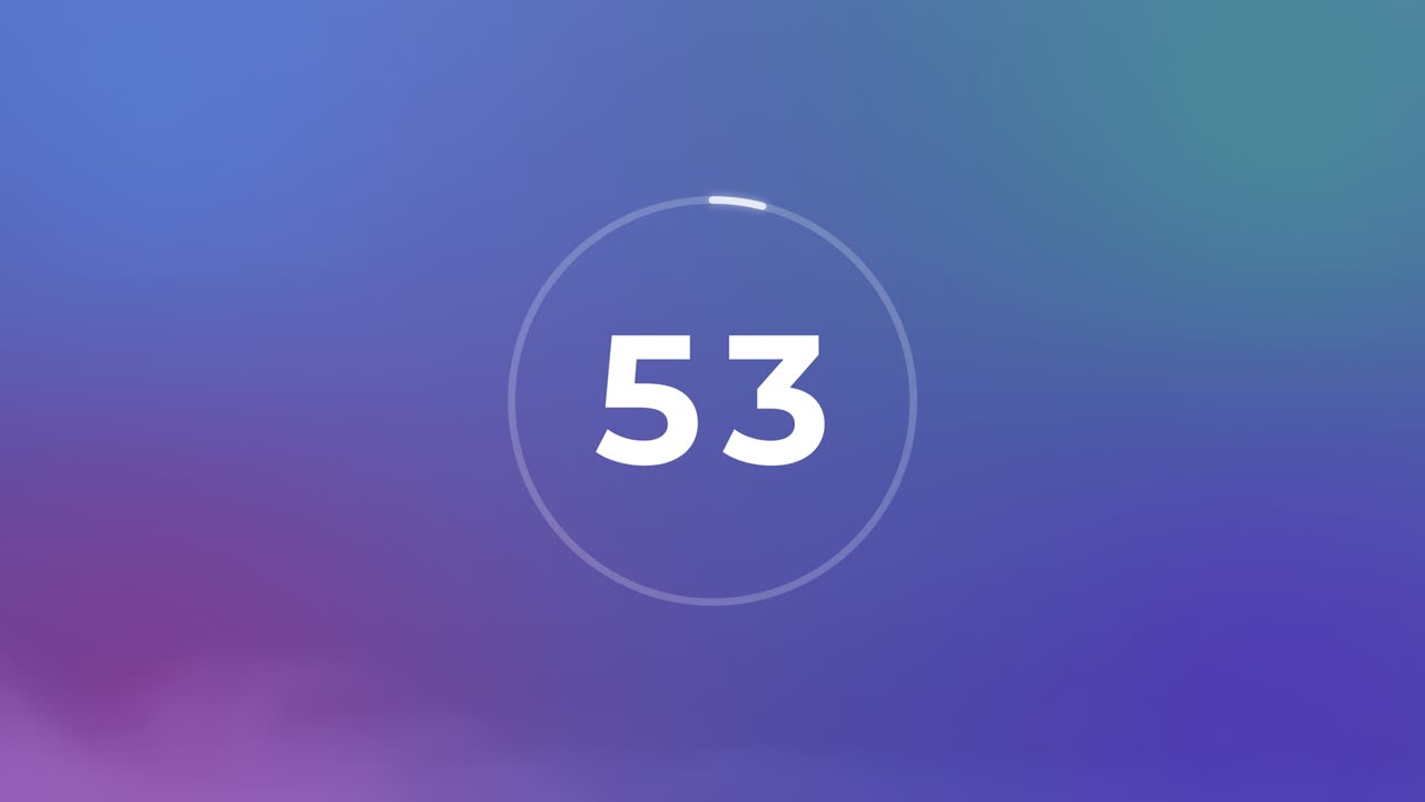 cuenta atrás de 60 segundos en un fondo colorido con humo. renderización en 3d.