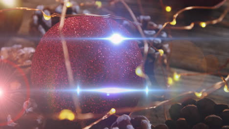 animación de luces brillantes que se mueven sobre joyas y decoraciones navideñas