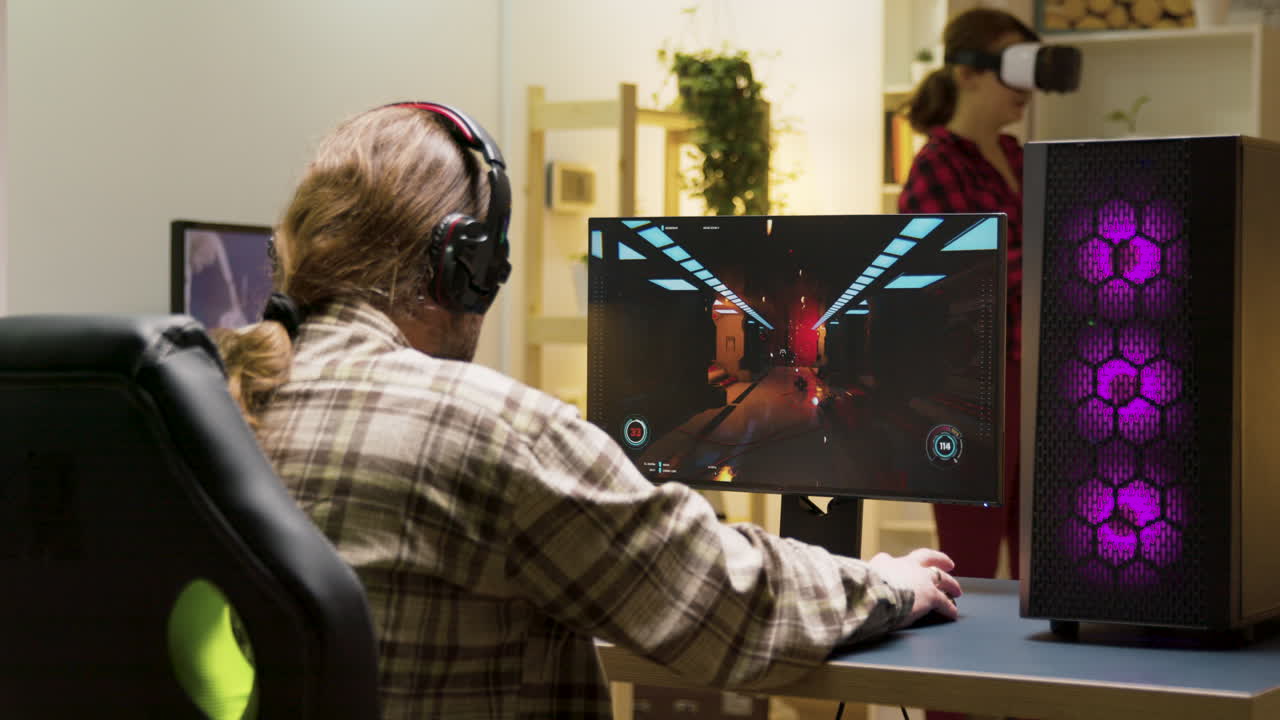 People Gaming with VR Headsets
