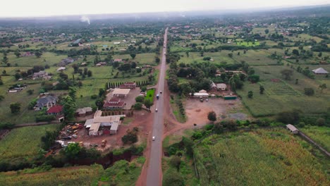 landscape of the farms and road in moshi town in tanzania