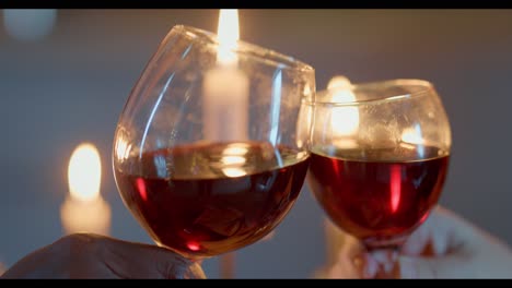 candles and wine glasses