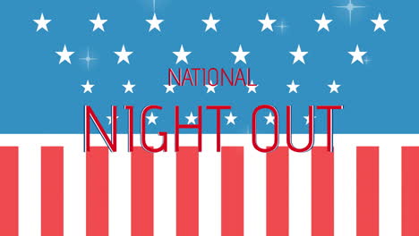 animation of national night out text over flag of usa