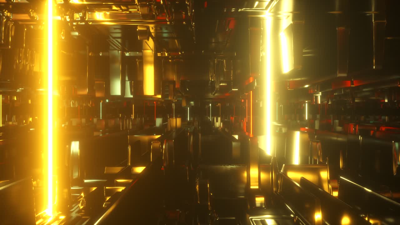 네온 조명과 함께 미래의 사이버 크 복도