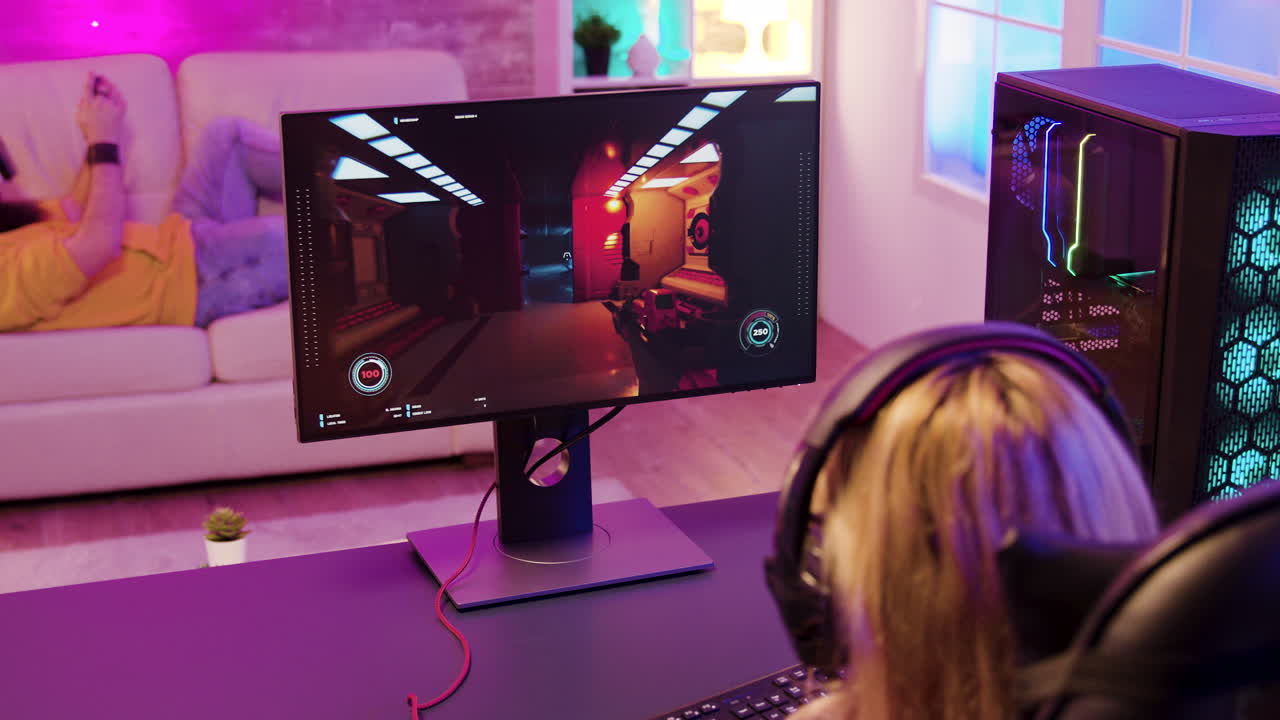 Gamer playing video games