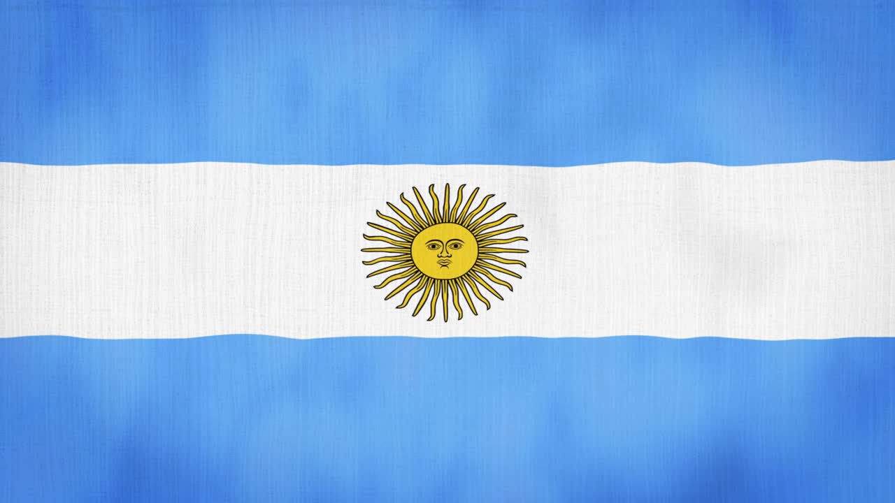 bucle, textura de tela de aspecto real y bandera argentina ondulada, animación 3d y 4k.