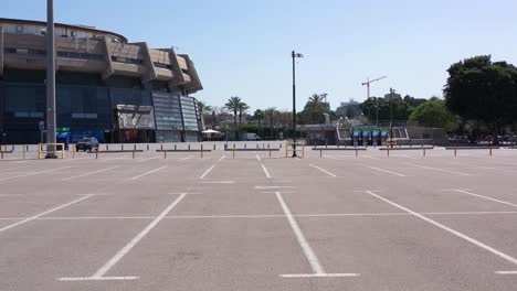 empty stadium parking lot on a sunny day