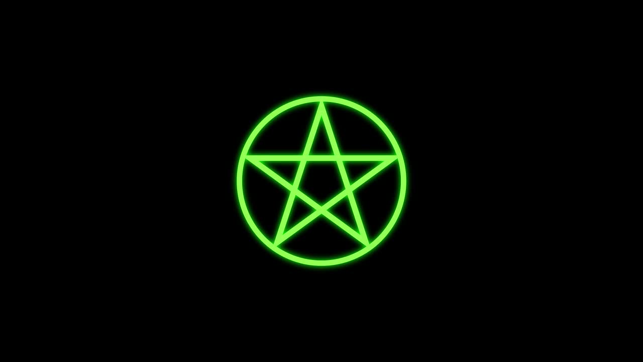 Pentagram pěticípá hvězda. Animovaný magický znak. Průhledné pozadí