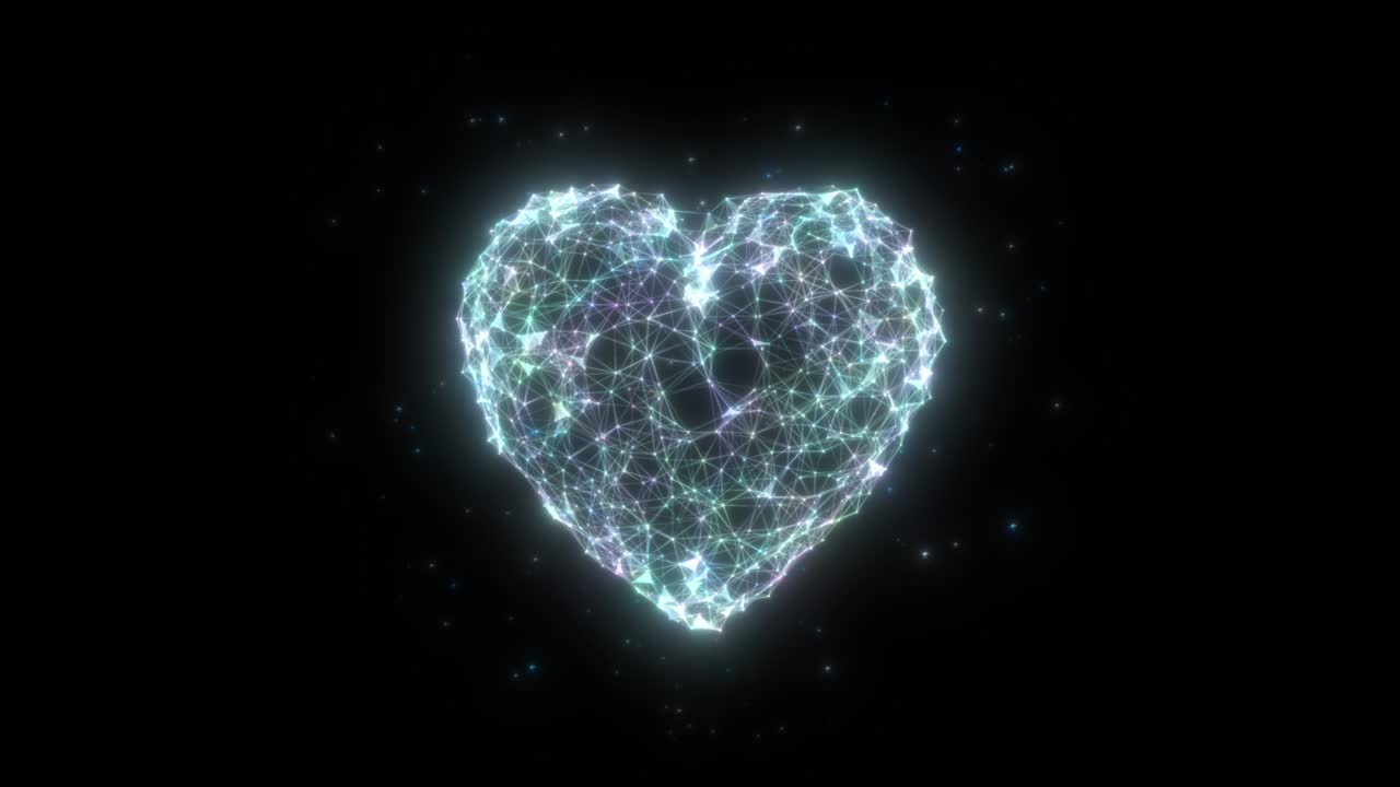 la forma de corazón abstracto en 3d se ensambla a partir de puntos y líneas. fondo transparente aislado. renderización en 3d.