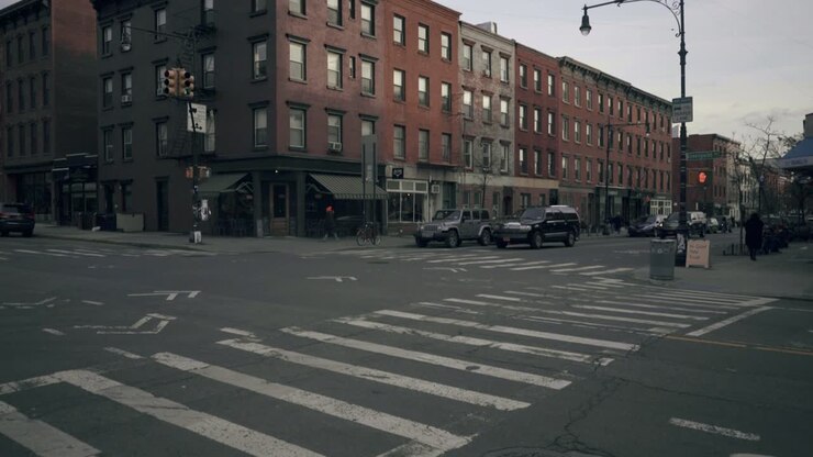 Car stop in a traffic light in greenpoint brooklyn new york