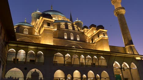 illuminated mosque at night in turkey