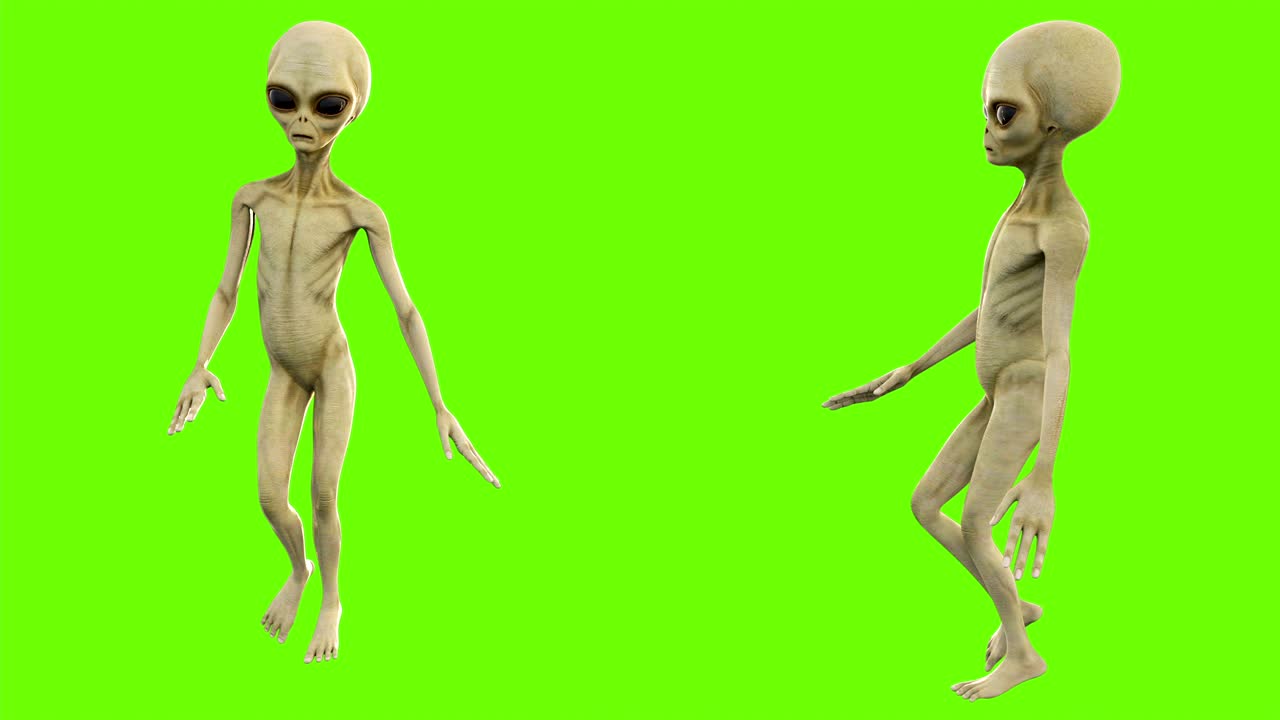 caminatas alienígenas. animación en bucle en pantalla verde. 4k.