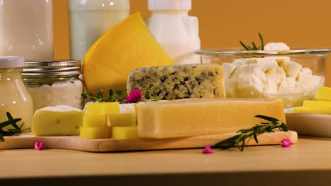 various dairy items arranged on a table