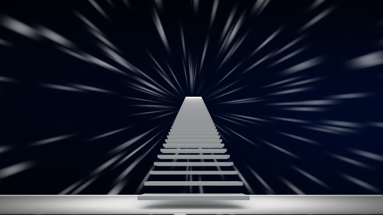 검은색 배경에서 움직이는 별을 는 떠다니는 계단의 애니메이션