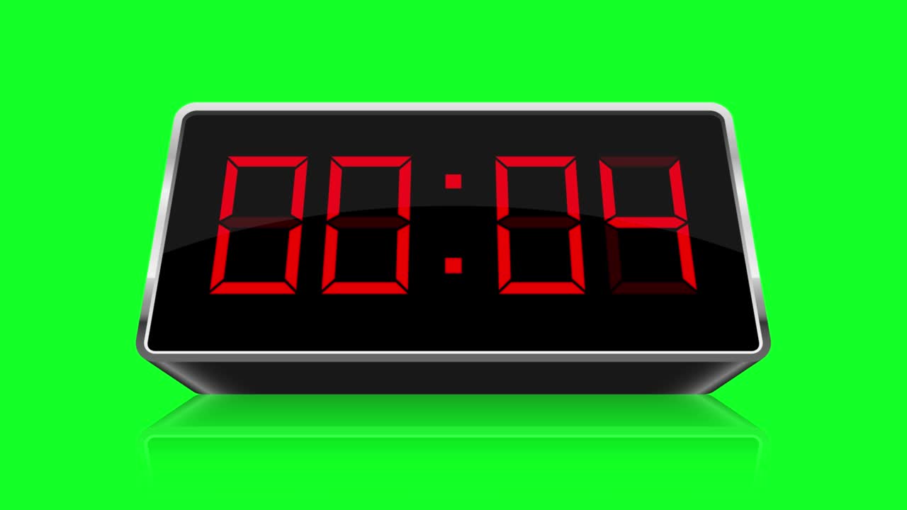 Countdown clock isolated on green background