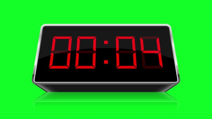 Countdown clock isolated on green background
