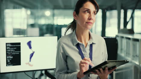 mujer trabajando en una oficina moderna