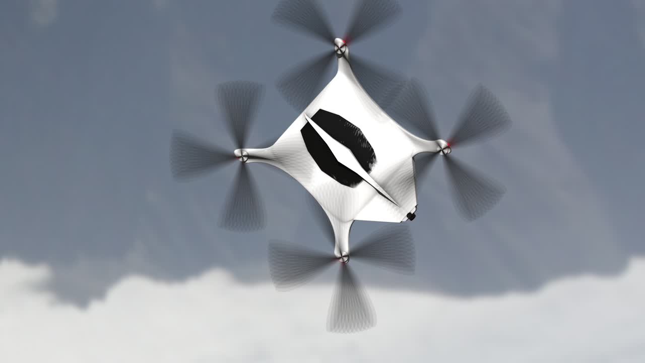 비행하는 드론 상단 뷰