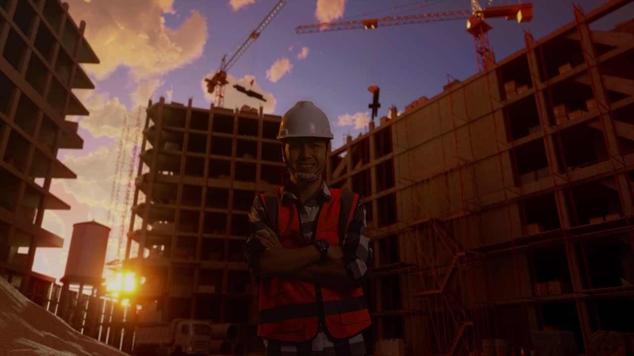 Construction Worker at Sunset