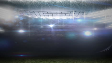 animation of lights moving over pitch at floodlit stadium
