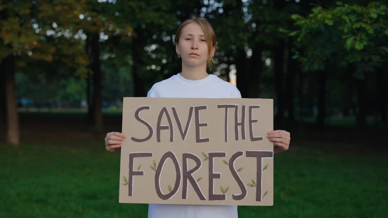 Woman Protesting to Save the Forest