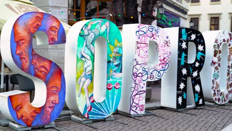 decorative letters named after the city sopron, hungary, panning