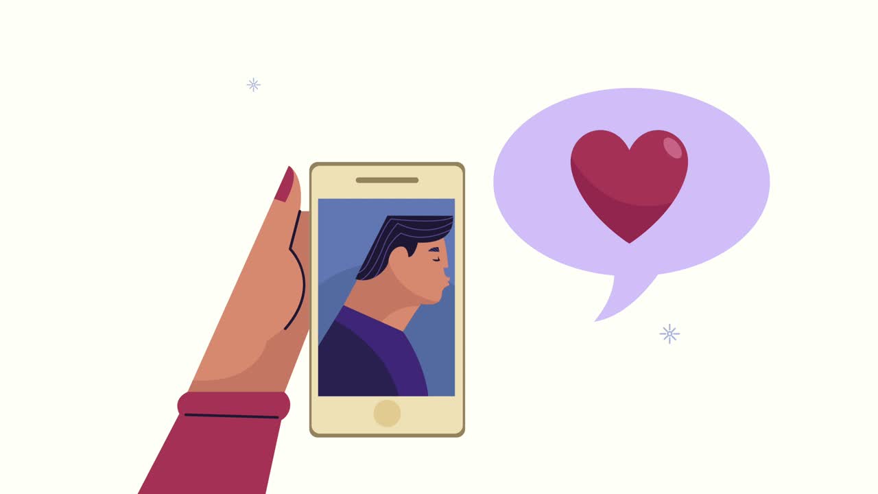 mano con el hombre en el teléfono inteligente y la burbuja de habla