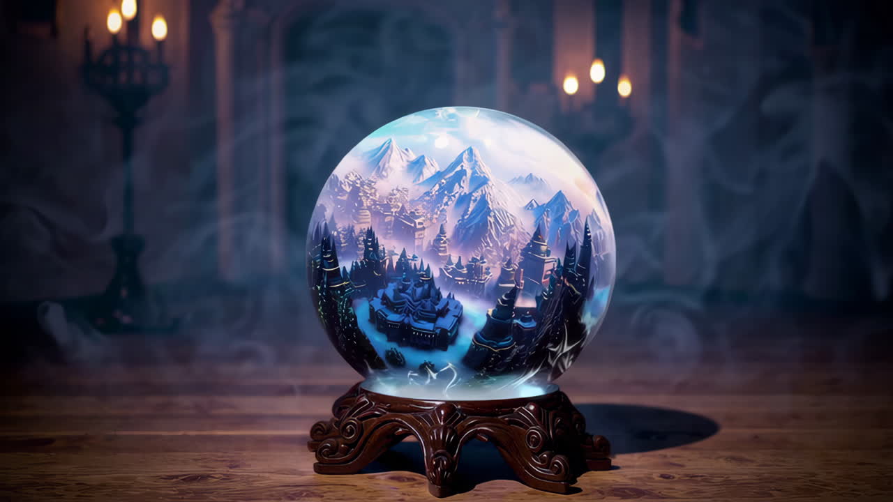 Mystical Crystal Ball with a Fantasy Landscape