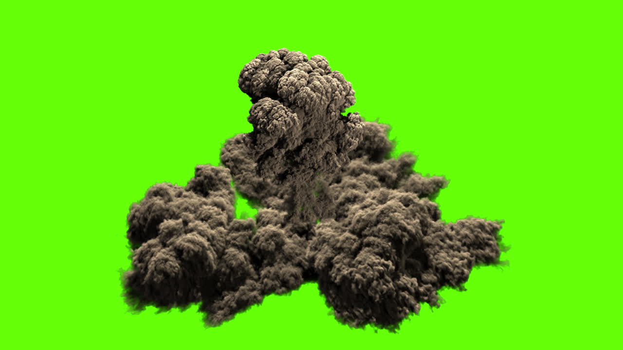 Large Smoke or Dust Cloud Explosion on Green Screen