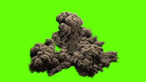 large smoke or dust cloud explosion on green screen