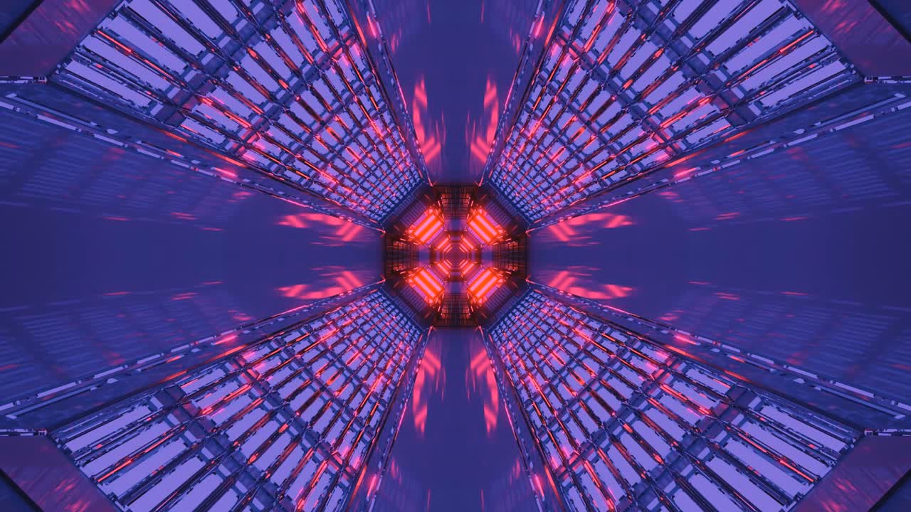 This seamless looping video showcases a vibrant tunnel filled with colorful lights and intricate patterns. The dynamic visuals create an immersive experience for viewers