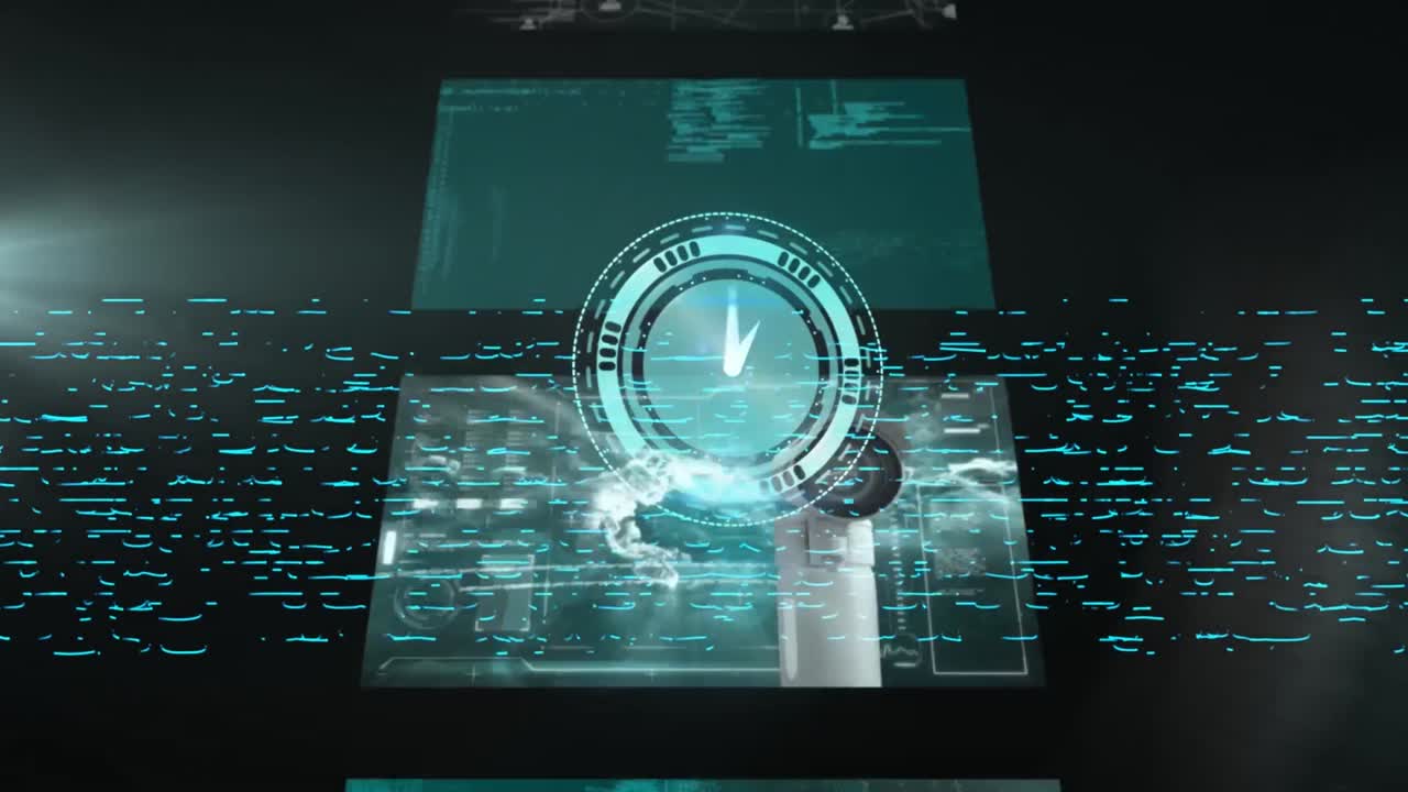 Animation of clock moving over data processing