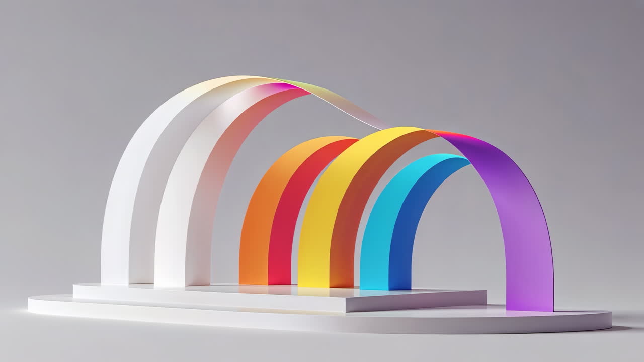 Abstract Colorful Arches on White Pedestal