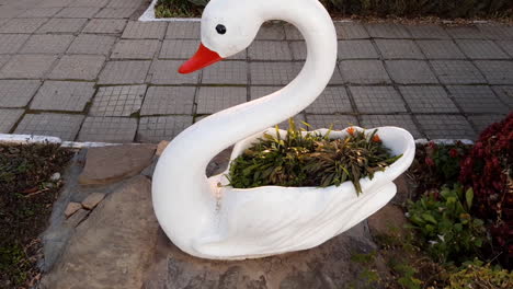 white swan made of stone