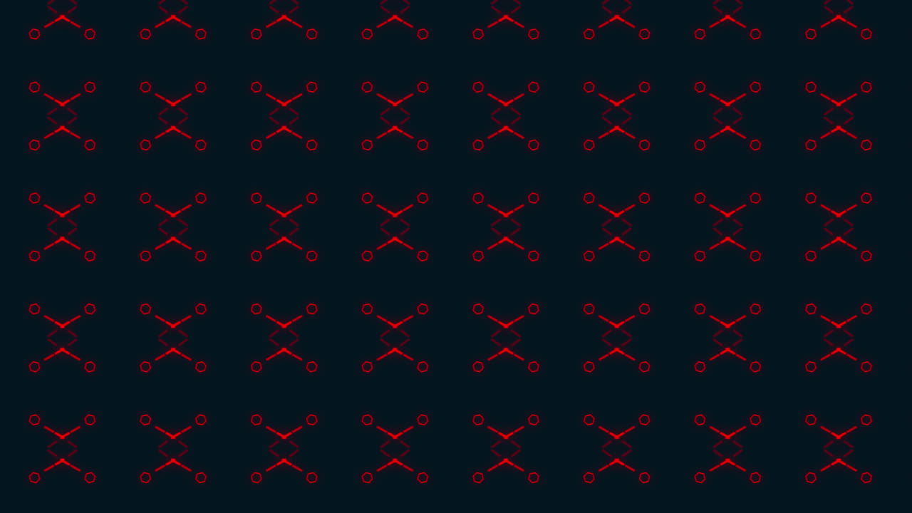 Animation of retro hypnotic motion of multiple rows of red circles