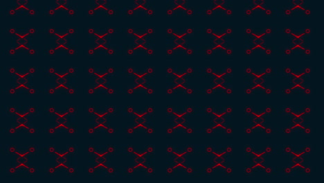 animation of retro hypnotic motion of multiple rows of red circles