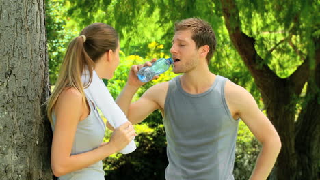 Couple-having-a-rest-after-a-run