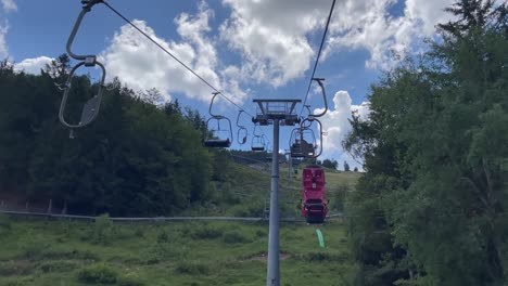 mountain ski lift in summer