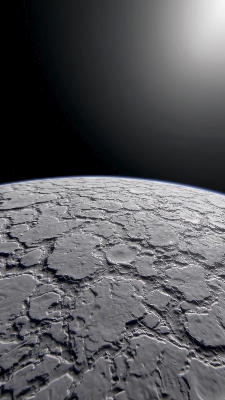 Aerial View of a Barren Alien Planet Surface in Deep Space