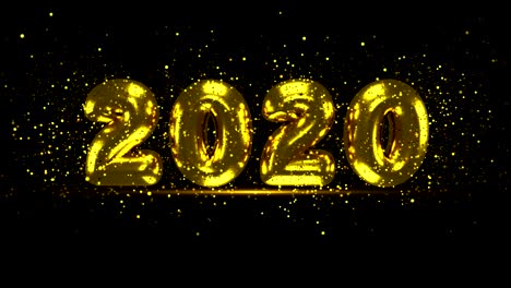 2020 new year greeting card. gold glitter background.  loop