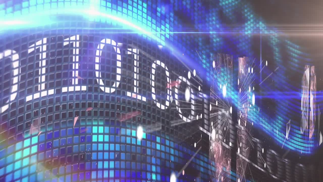 파란색 배경 위의 데이터 처리 애니메이션