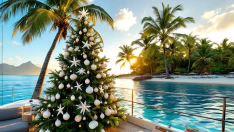 tropical christmas sunset on a yacht