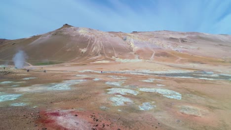 Dramatic-aerial-over-barren-Myvatn-geothermal-area-in-iceland-with-smoking-pools-and-geysirs