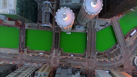 aerial green river st patricks day chicago illinois skyline urban