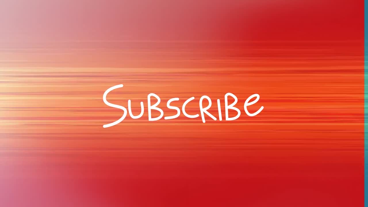 Animation of subscribe text over light trails on red background