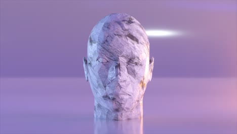 escultura de cabeza geométrica abstracta